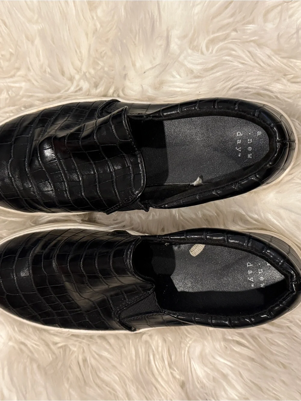 a new day Black Croc-Embossed Slip-On Athletic Sneakers